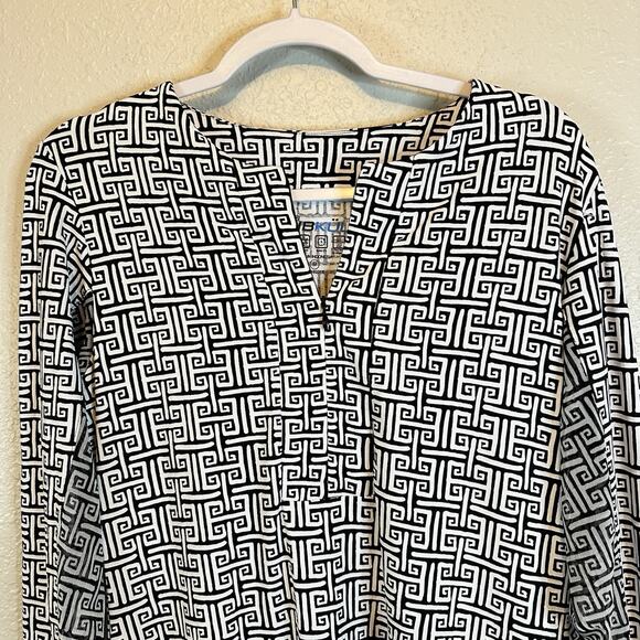 IBKUL Dress Icefil‎ COOL Zip Long Sleeve M Geo Key Black White Outdoor UPF 50 - Picture 4 of 9